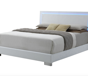 Felicity Panel Bed With LED Lighting Glossy White